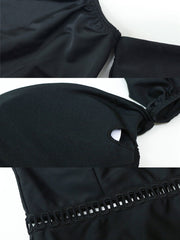 PLAVKY Sexy Women&#39;s Black Swimsuit For Women Swimwear Bandeau Ruffle Off Shoulder High Waist Bath Suit 2022 One Piece Swim Suit