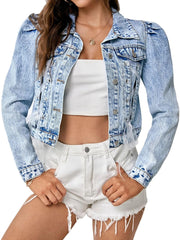 Vintage Bow Lace Up Short Denim Jacket Streetwear