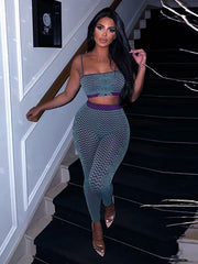 Kliou Y2K Striped Two Piece Set Women Summer Outfits Fashion Spaghetti Strap Slash Neck Slim Tops+Casual High Waist Yoga Pants