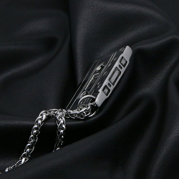 Punk Hip Hop Cassette Necklace Vintage Stainless Steel Men Necklace Chain Fashion Nightclub Rock Jewelry Gift Wholesale