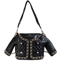 Vintage Lingge Chain Clothes Shoulder Bag for Women Fashion Black Crossbody Bags Funny Female Purses and Handbag New Clutch 2022