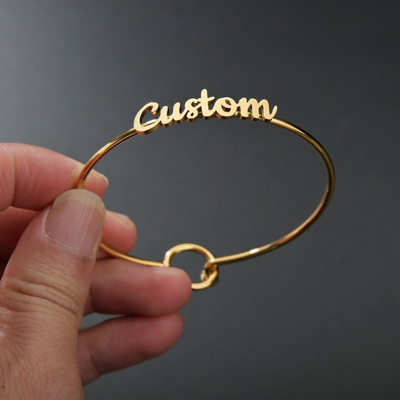 20 Styles Fashion Customized Name Bracelets Letter Stainless Steel Personalized Bangles For Women Men Baby Wedding  Jewelry Gift