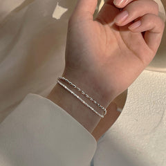 Sparkling Silver Color Elegant Adjustable Chains Bracelet