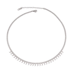 Round Geometric Pendant Necklace Choker