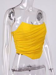 Cryptographic Sleeveless Fashion Strapless Bustier Corset Crop Tops Female Mesh Backless White Women Tops Zipper Summer 2022