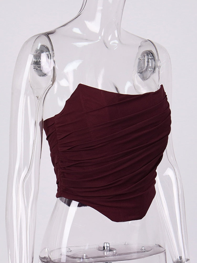 Ottilie Strapless Mesh Bustier Crop Top One-piece