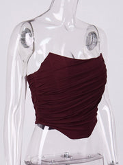 Cryptographic Sleeveless Fashion Strapless Bustier Corset Crop Tops Female Mesh Backless White Women Tops Zipper Summer 2022