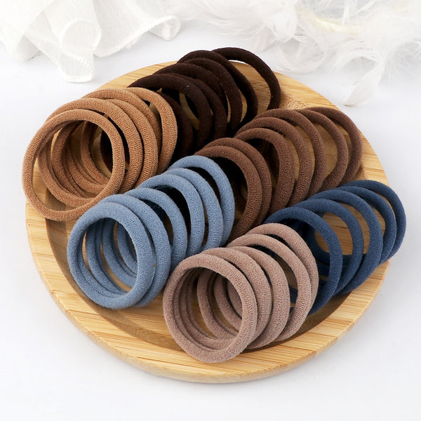 50PCS/Set Basic Hair Bands Simple Solid Colors Elastic Headband Hair Ties