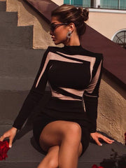 Black Lace Bandage cut out Dress
