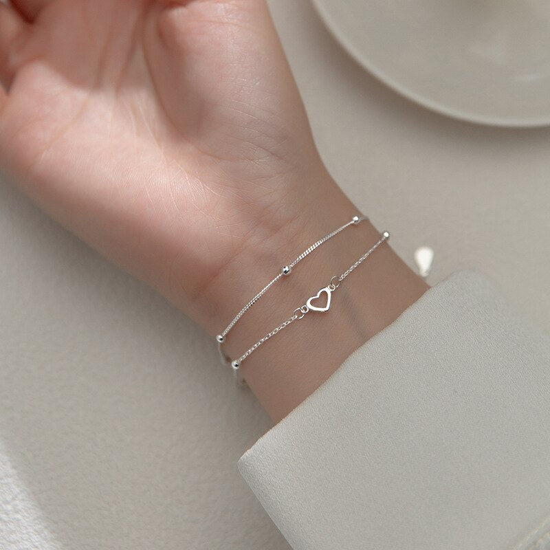 Silver Color Double-layer Sweet Love Bracelets Secondary image