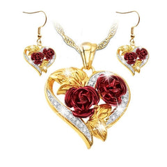 1/3pcs/Set of Rose Flower Jewelry Set for Women Luxury Rose Flower Necklace Earrings for Wedding Jewelry Valentine&#39;s Day Gifts