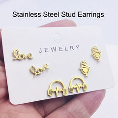 3prs Set Earrings Music Guitar Microphone Drop Dangle Earrings For Women DJ Music Lover Gifts Jewelry Pendientes Cерьги