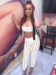 Kliou Mesh Patchwork See Through Two Piece Set Women Sexy Halter Cleavage Lace Up Top Matching Slim Pants Midnight Clubwear Suit