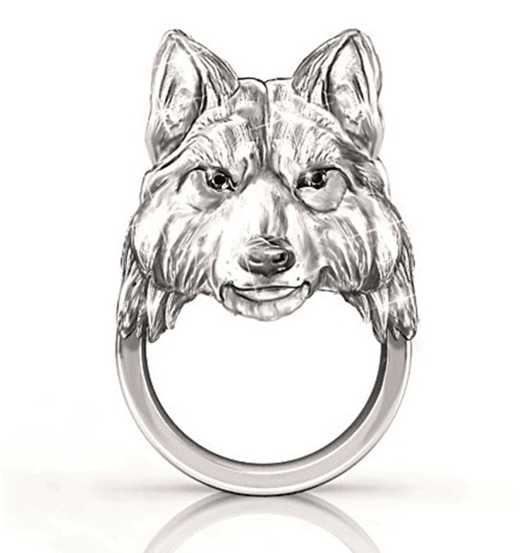 GDMN Fashion New Personality Wolf Shape Men&#39;s Punk Ring Jewelry Banquet Gift
