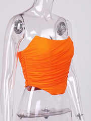 Cryptographic Sleeveless Fashion Strapless Bustier Corset Crop Tops Female Mesh Backless White Women Tops Zipper Summer 2022