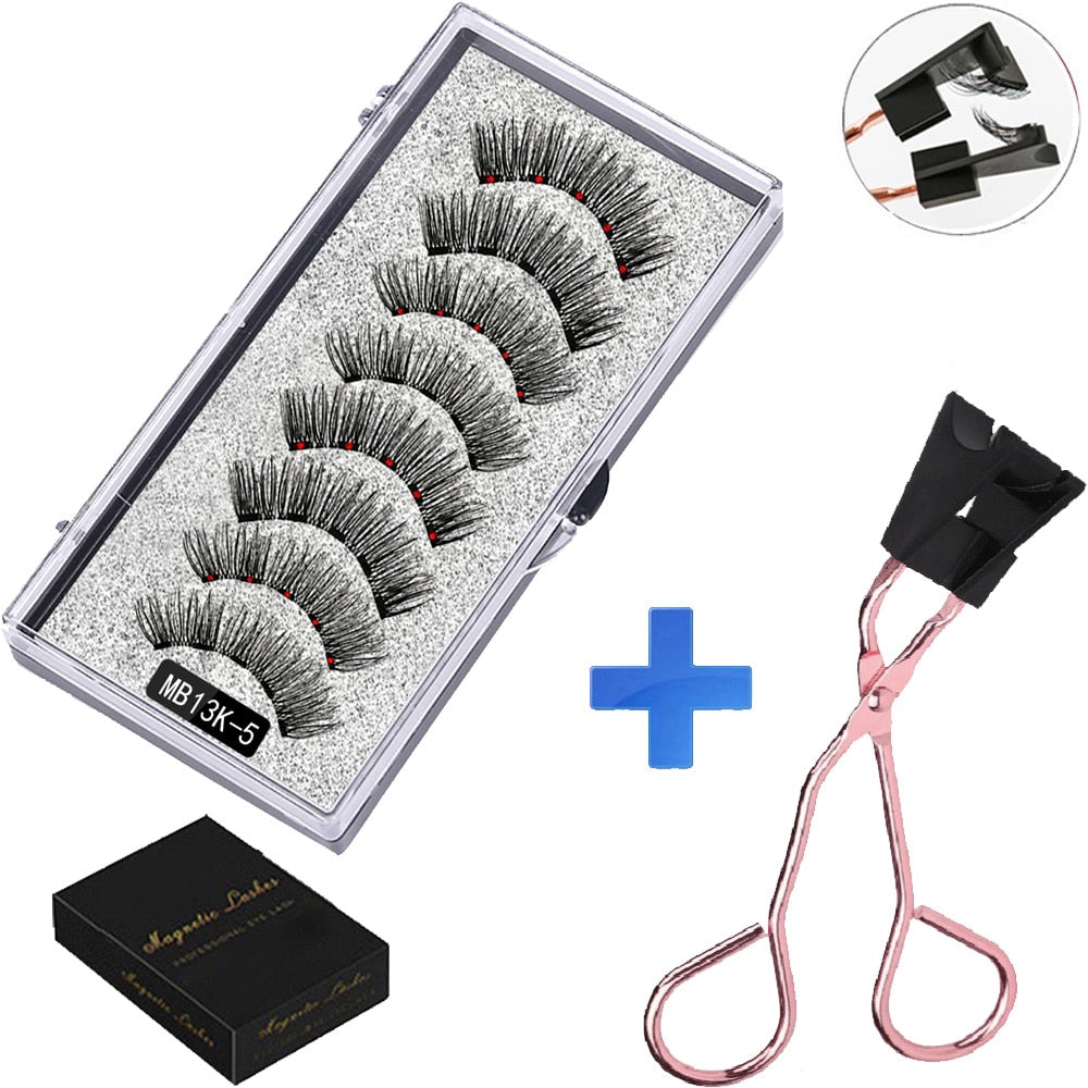8PCS 5 Magnetic eyelashes with 4 pairs magnets magnetic lashes natural Mink eye lashes with tweezers