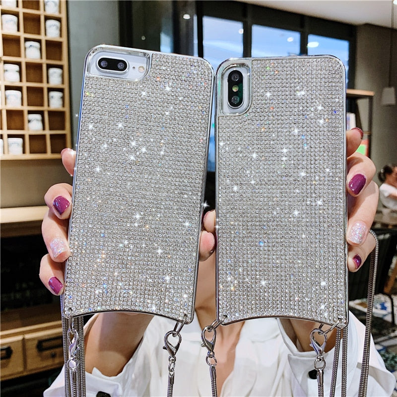 Crossbody Chain Fashion Bling Full Diamond Case for iPhone