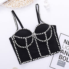 Full Beading  Female Corset Top Camis Tops Nightclub Sexy Short Chest Binder Camisole Women Mujer Push Up Tube Bra Debardeur
