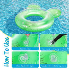 Swim Float Ring Glitter Inflatable Floating Tube with Handles