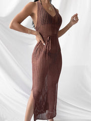 Samantha's Crochet Tunic Beach Dress with Slit Cover-up