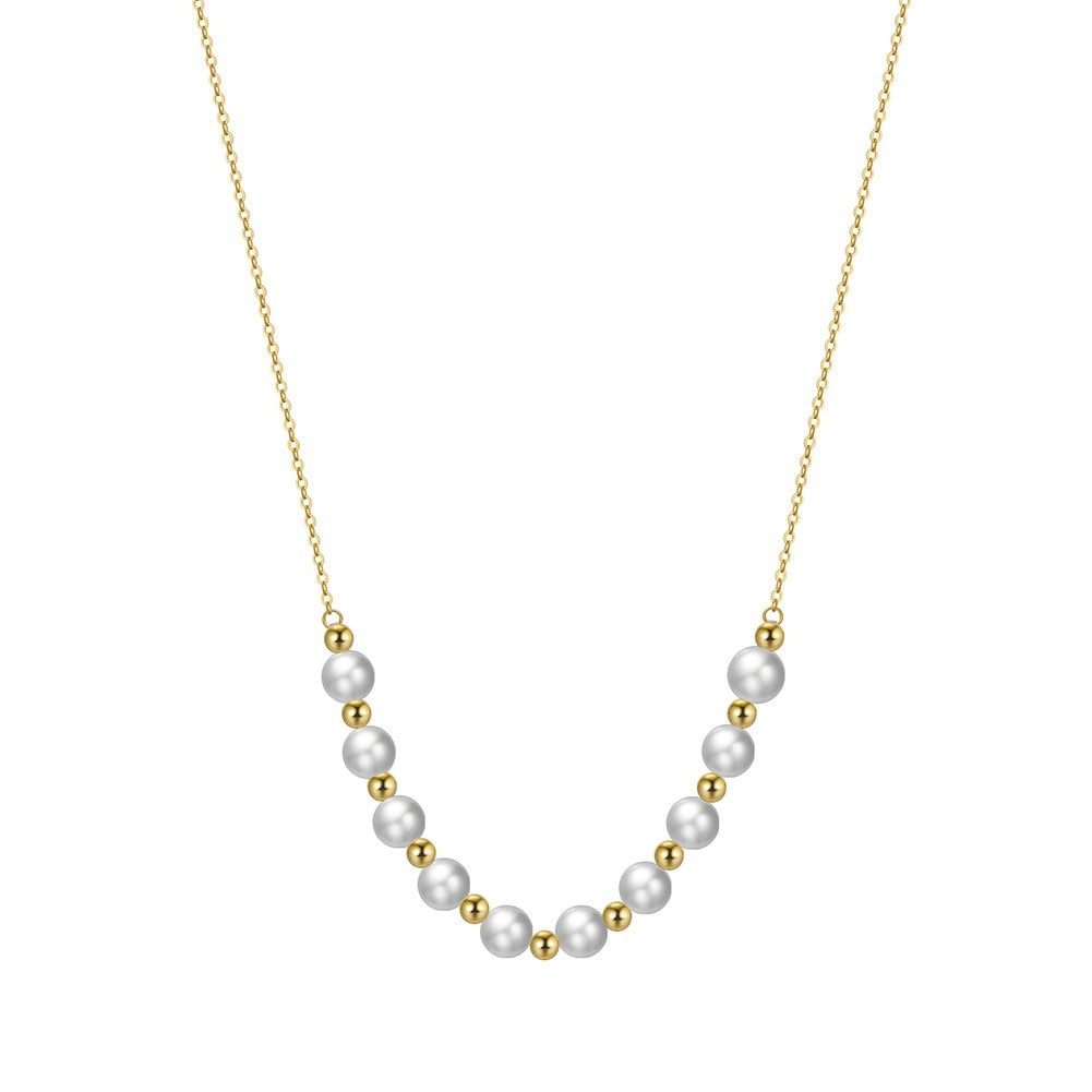 Gold Sterling Silver Pearl Necklace