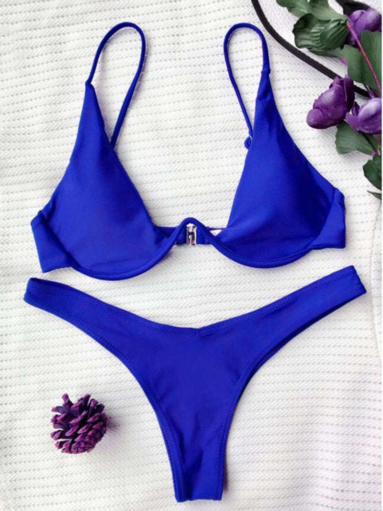 Solara V-Bar Underwire Ribbed Bikini Two-piece