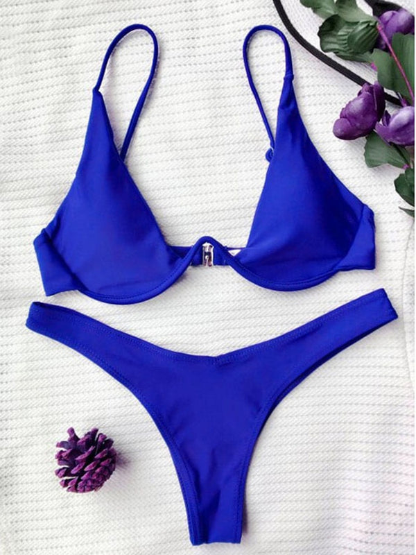 Solara V-Bar Underwire Ribbed Bikini Two-piece