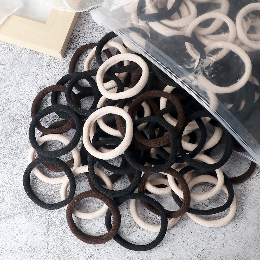 50PCS/Set Basic Hair Bands Simple Solid Colors Elastic Headband Hair Ties