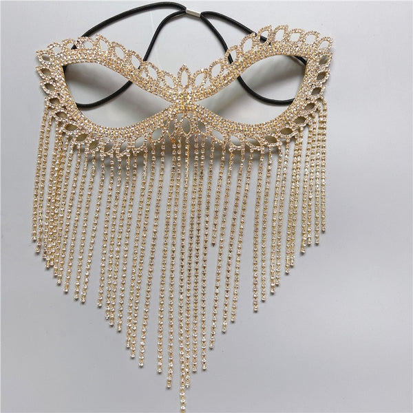 Belladonna Rhinestone Chain Veil Mask