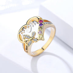 Sophia's Fluttering Love: Colorful Crystal Butterfly Ring