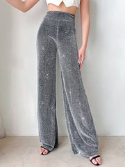 Dont hurt your eyes Sequins Women Flared Wide Leg Pant