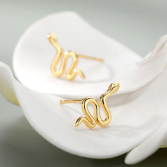 Cute Small Snake Earrings For Women Stainless Steel Gold Color Retro Animal Snake Stud Earring Piercing Jewelry Gift Brincos