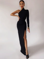 Long Elegant Dress One Shoulder Maxi Dress Bodycon