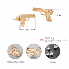 Kinitial 1Pair Fashion Gun Pistol Jewelry Gift Charm Gun Shape Earrings for Women Statement Earring Wedding Party Accessory