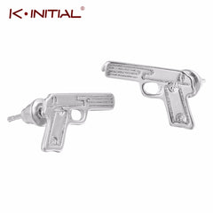 Kinitial 1Pair Fashion Gun Pistol Jewelry Gift Charm Gun Shape Earrings for Women Statement Earring Wedding Party Accessory