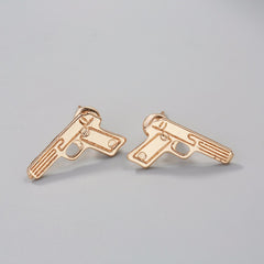 Kinitial 1Pair Fashion Gun Pistol Jewelry Gift Charm Gun Shape Earrings for Women Statement Earring Wedding Party Accessory