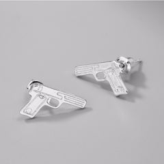 Kinitial 1Pair Fashion Gun Pistol Jewelry Gift Charm Gun Shape Earrings for Women Statement Earring Wedding Party Accessory