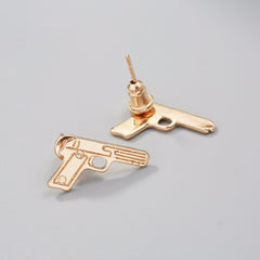 Kinitial 1Pair Fashion Gun Pistol Jewelry Gift Charm Gun Shape Earrings for Women Statement Earring Wedding Party Accessory