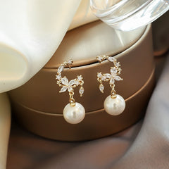 Elegant Imitation Pearl Dangle Earrings