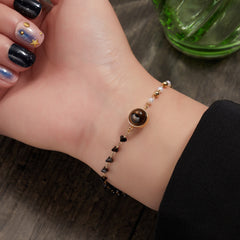 Daisy Flower Pearl Natural Stone Combined Gold Color Bracelet