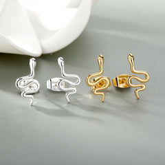 Cute Small Snake Earrings For Women Stainless Steel Gold Color Retro Animal Snake Stud Earring Piercing Jewelry Gift Brincos