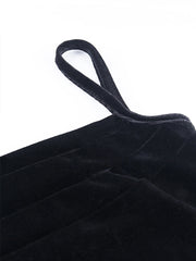 Smooth moves Black Velvet Spaghetti Strap Front Ruched mini dress