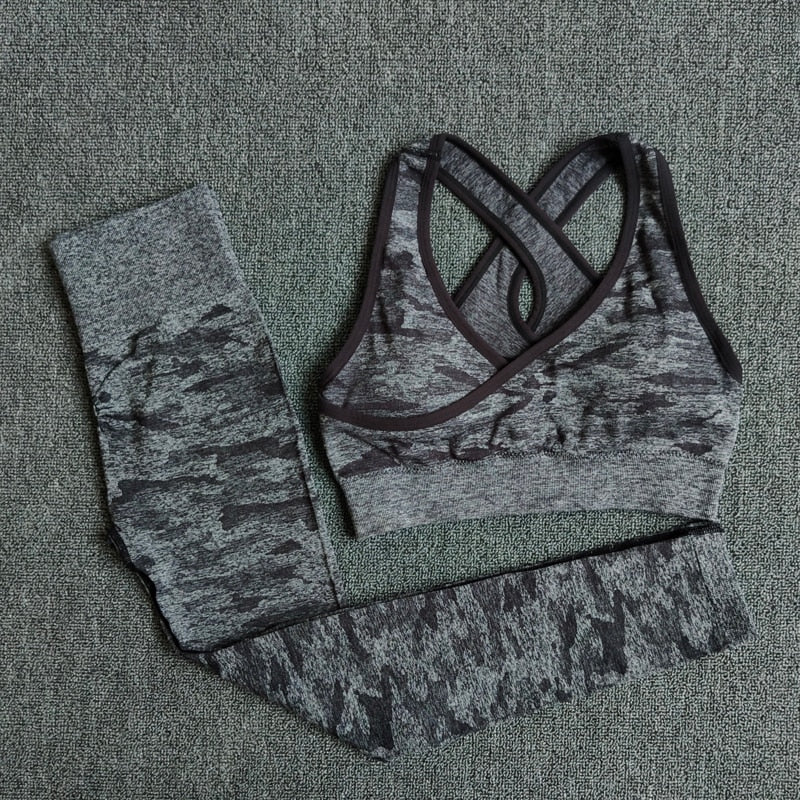2Pcs Yoga Set Seamless Camouflage set