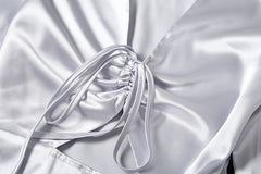 Women Satin Dresses Lace up Ruffle Hollow out Long Sleeve Ruched Mini Dress