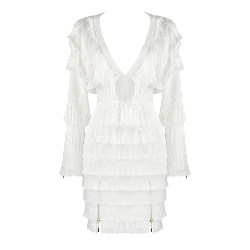 V-Neck Tassel  Long Sleeve
