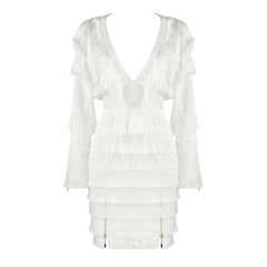 V-Neck Tassel  Long Sleeve