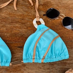 Halter bikini Striped swimsuit