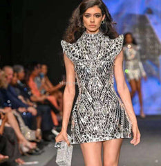 Shining Silver Mirrors Crystals Dress