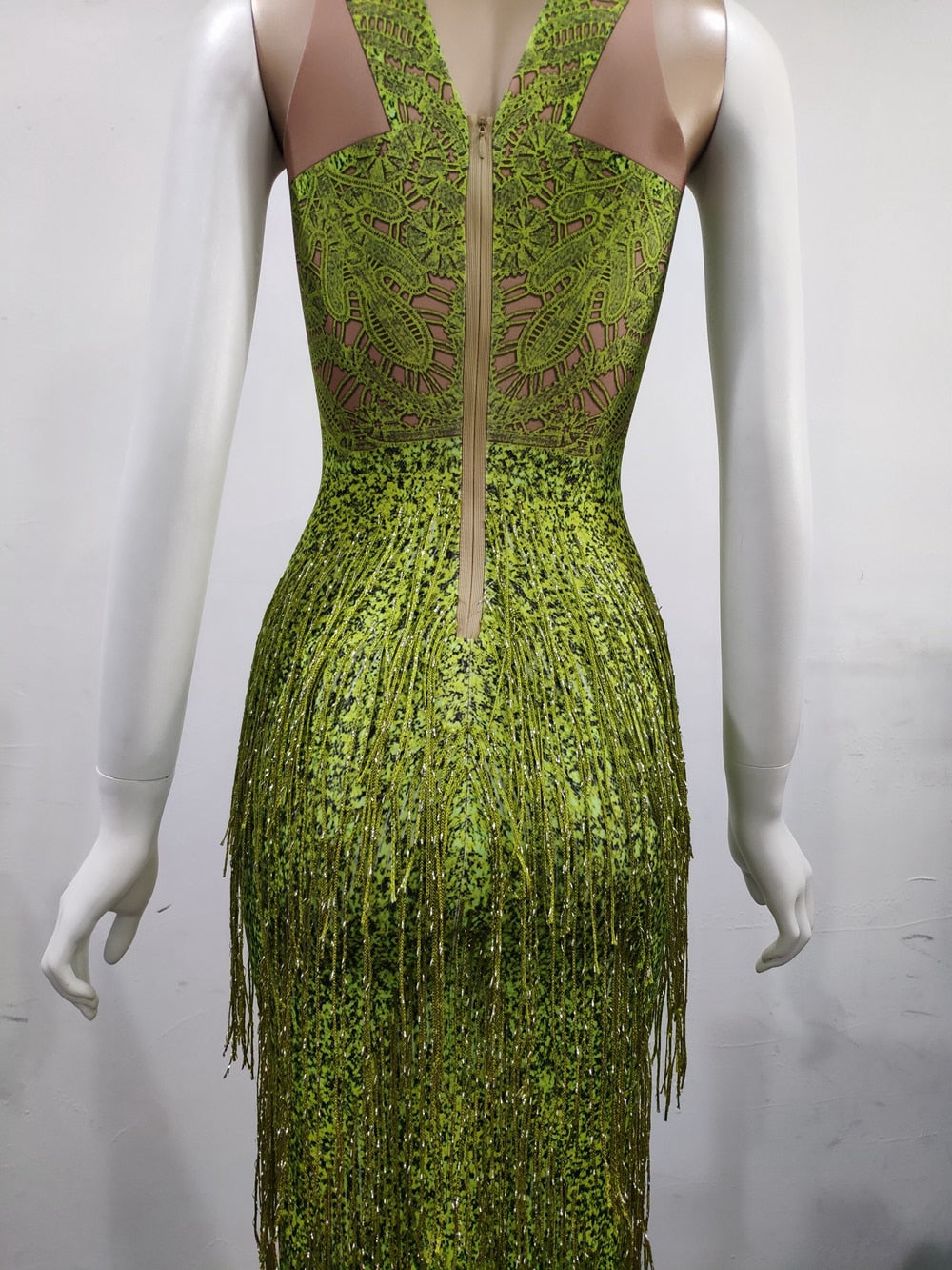 green Fringes Summer Sleeveless Long Dress Secondary image