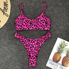Leopard print bikinis